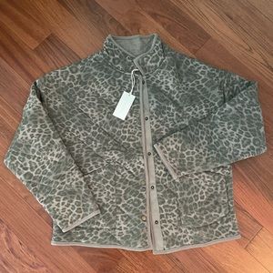 Z Supply Maya Quilted Jacket Leopard Dusty Olive Lightweight Puffer NWT XS
